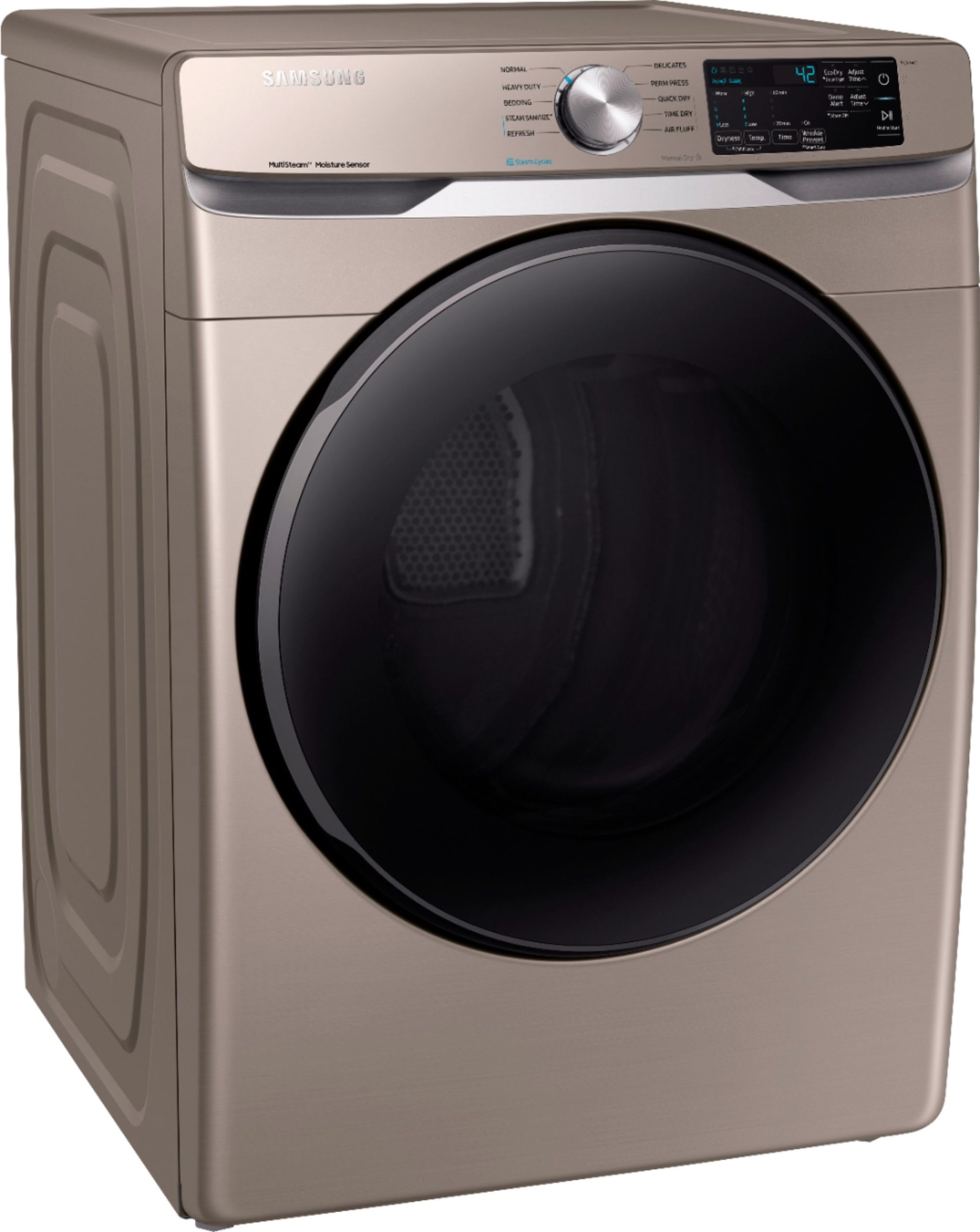 Samsung 7 5 cu ft 10 cycle gas dryer with steam champagne cloud